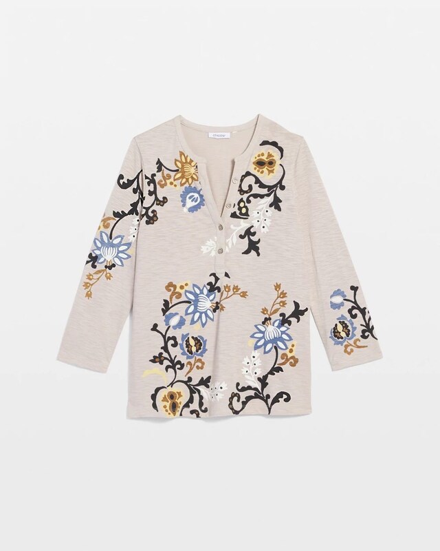 Paisley Cotton-Slub Splitneck Henley - image 5